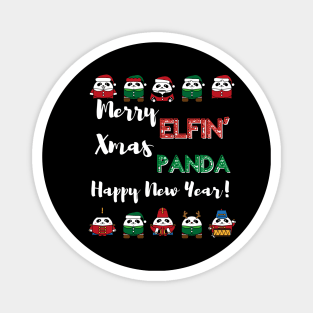 Merry Elfin' Xmas Panda Happy New Year! Cute Punny Xmas Magnet